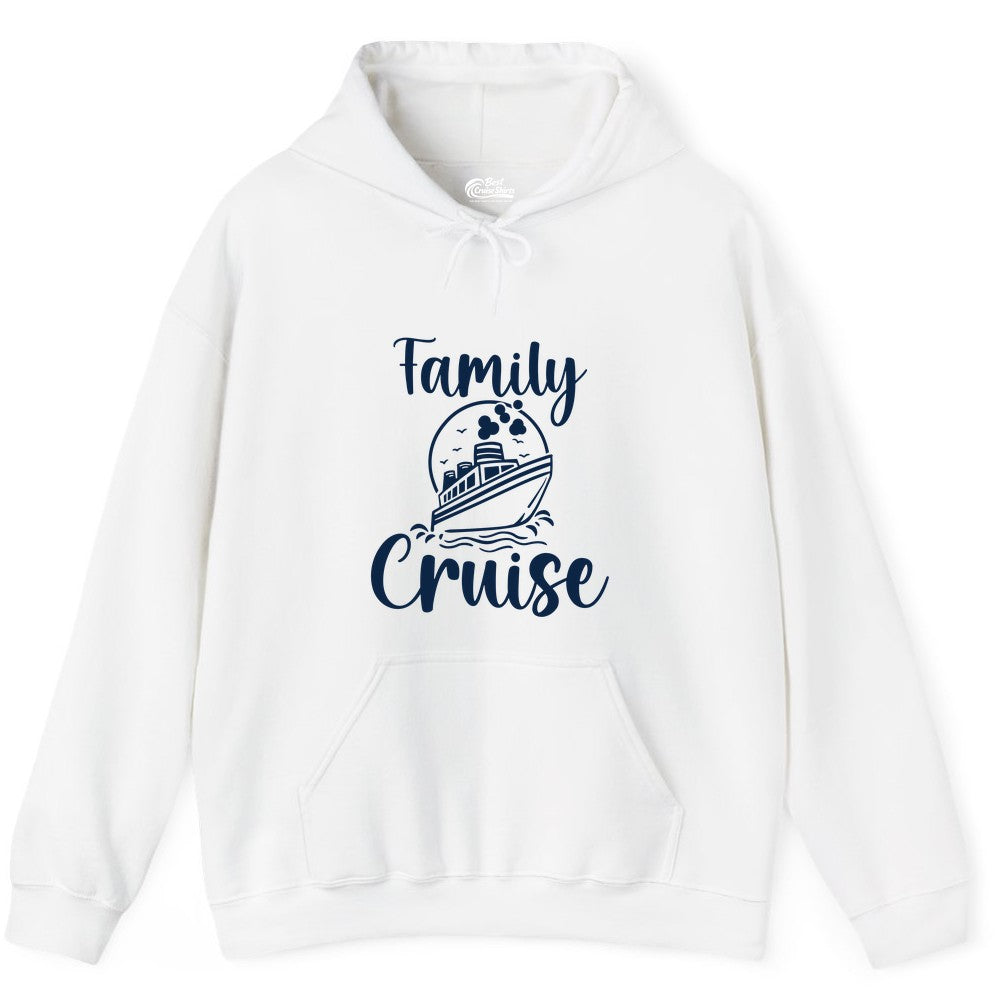 Family Cruise Shirt - Fun Group Cruise Shirt for Vacation Trips (Hoodie) in White - Family Cruise Shirt - Playful Nautical Ship Graphic Group Cruise Tee