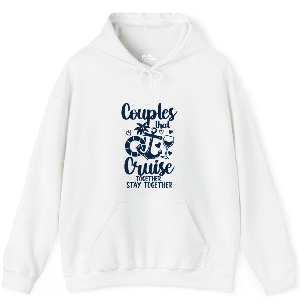 Couples Cruise Shirt - Romantic Cruise Vacation Apparel Gift (Hoodie) in White - Couples Cruise Together Nautical Romantic Vacation Shirt Design