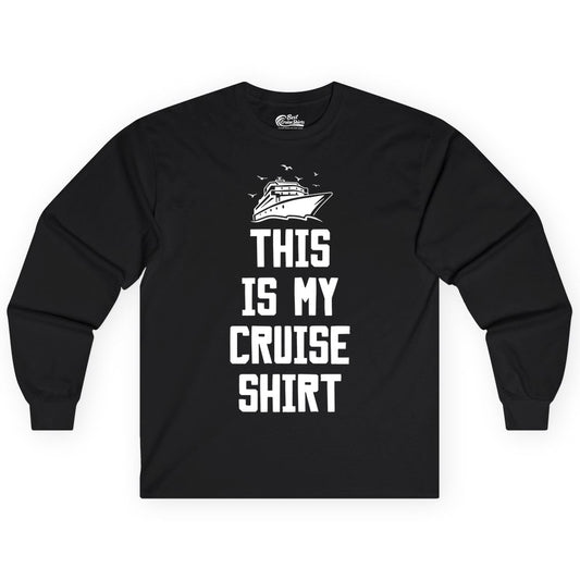 This Is My Cruise Shirt - Funny Cruise Vacation Shirt for Travelers (Long Sleeve) in Black - This Is My Cruise Shirt Bold Cruise Ship Graphic Tee