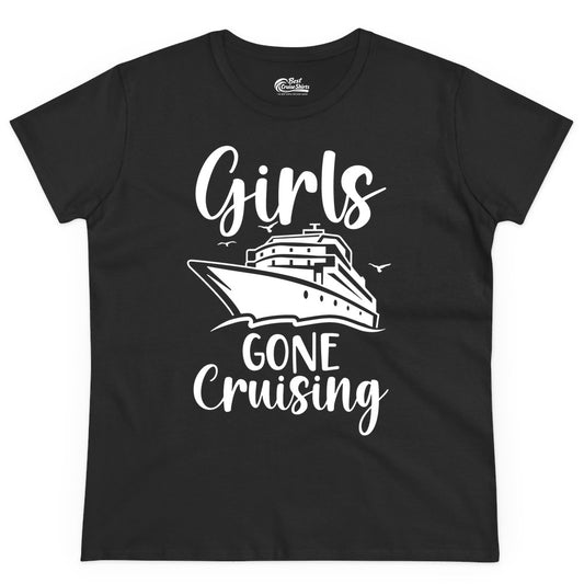 Girls Cruise Shirt - Fun Group Vacation Apparel for Ladies Trips (Ladies Tee) in Black - Girls Gone Cruising Group Cruise Shirt - Fun Girls Trip Cruise Apparel