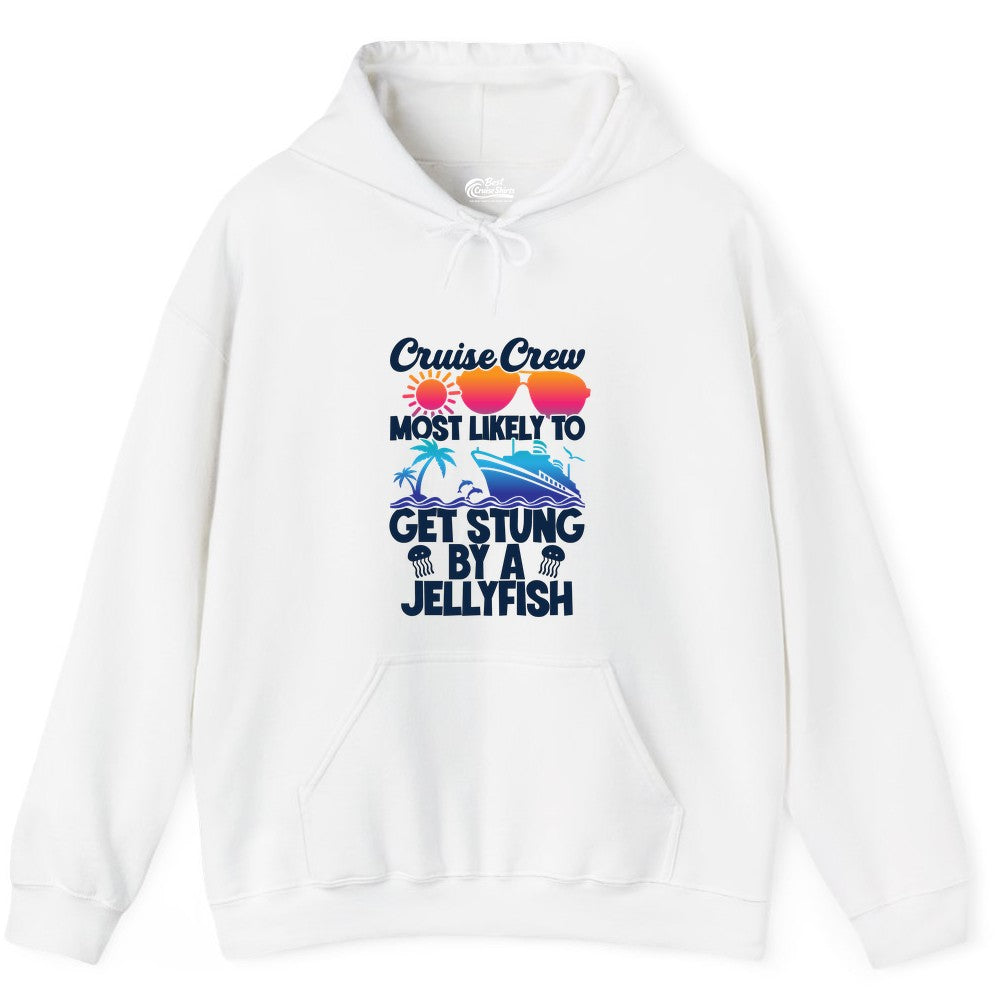 Cruise Crew Shirt - Funny Jellyfish Vacation Group Tee for Trips (Hoodie) in White - Cruise Crew Shirt - Funny Jellyfish Sunglasses Tropical Vacation Tee
