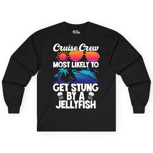 Cruise Crew Shirt - Funny Jellyfish Vacation Group Tee for Trips (Long Sleeve) in Black - Cruise Crew Shirt - Funny Jellyfish Sunglasses Tropical Vacation Tee