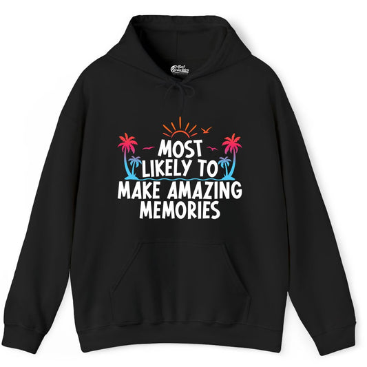 Most Likely To Make Amazing Memories Tropical Beach Trip Shirt Hoodie - View 2 - Best Cruise Shirts