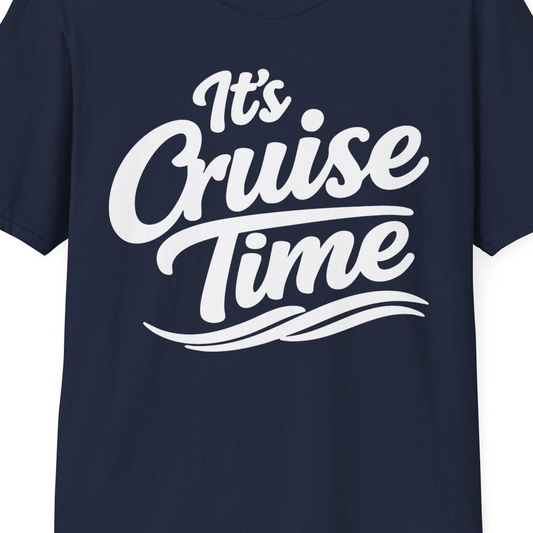 Itβs Cruise Time Bold Nautical Wave Typography Cruise Shirt β T-Shirt T-Shirt β Navy β Best Cruise Shirts Close Up