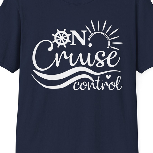 On Cruise Control Shirt T-Shirt – Navy – Best Cruise Shirts Close Up