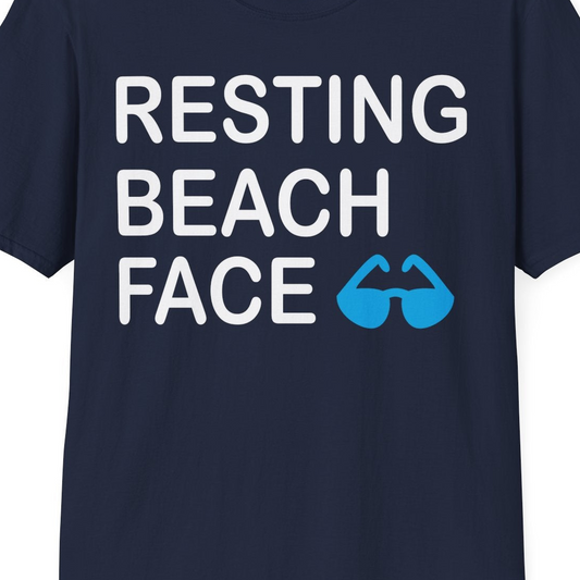 Resting Beach Face Shirt T-Shirt – Navy – Best Cruise Shirts Close Up