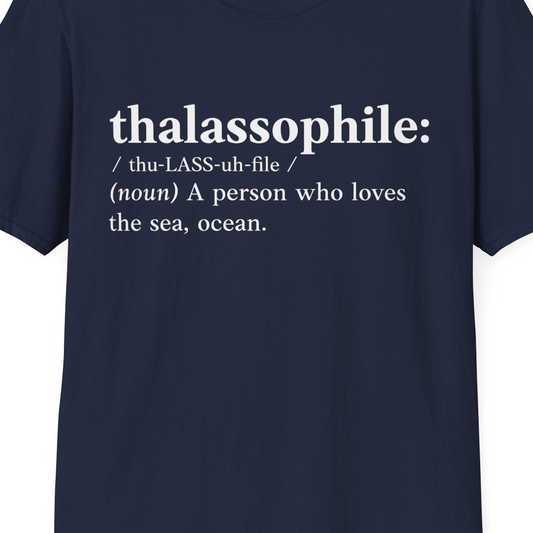 Thalassophile Definition Shirt T-Shirt – Navy – Best Cruise Shirts Close Up