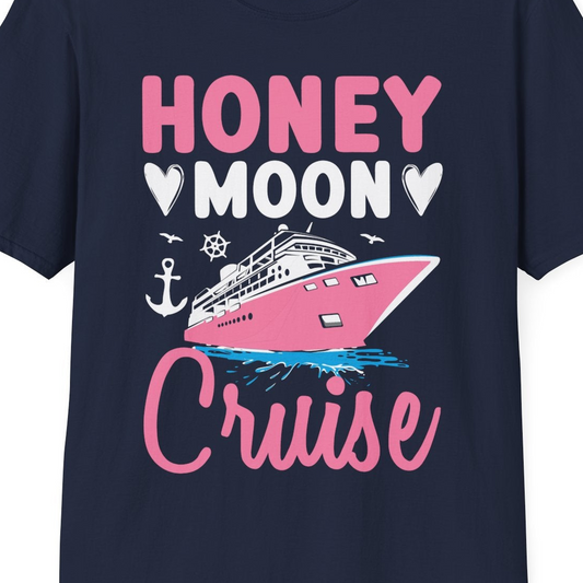 Honeymoon Cruise Shirt T-Shirt – Navy – Best Cruise Shirts Close Up