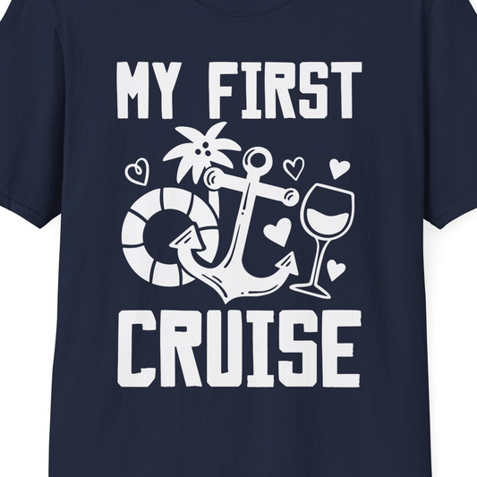 My First Cruise Shirt T-Shirt – Navy – Best Cruise Shirts Close Up