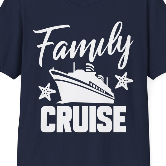 Family Cruise Shirt T-Shirt – Navy – Best Cruise Shirts Close Up