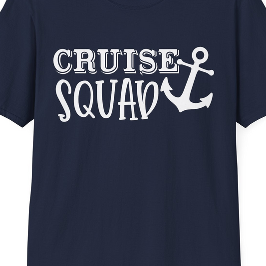 Cruise Squad Nautical Anchor Group Cruise Matching Shirt — T-Shirt T-Shirt – Navy – Best Cruise Shirts Close Up