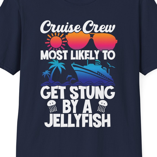 Cruise Crew Shirt T-Shirt – Navy – Best Cruise Shirts Close Up