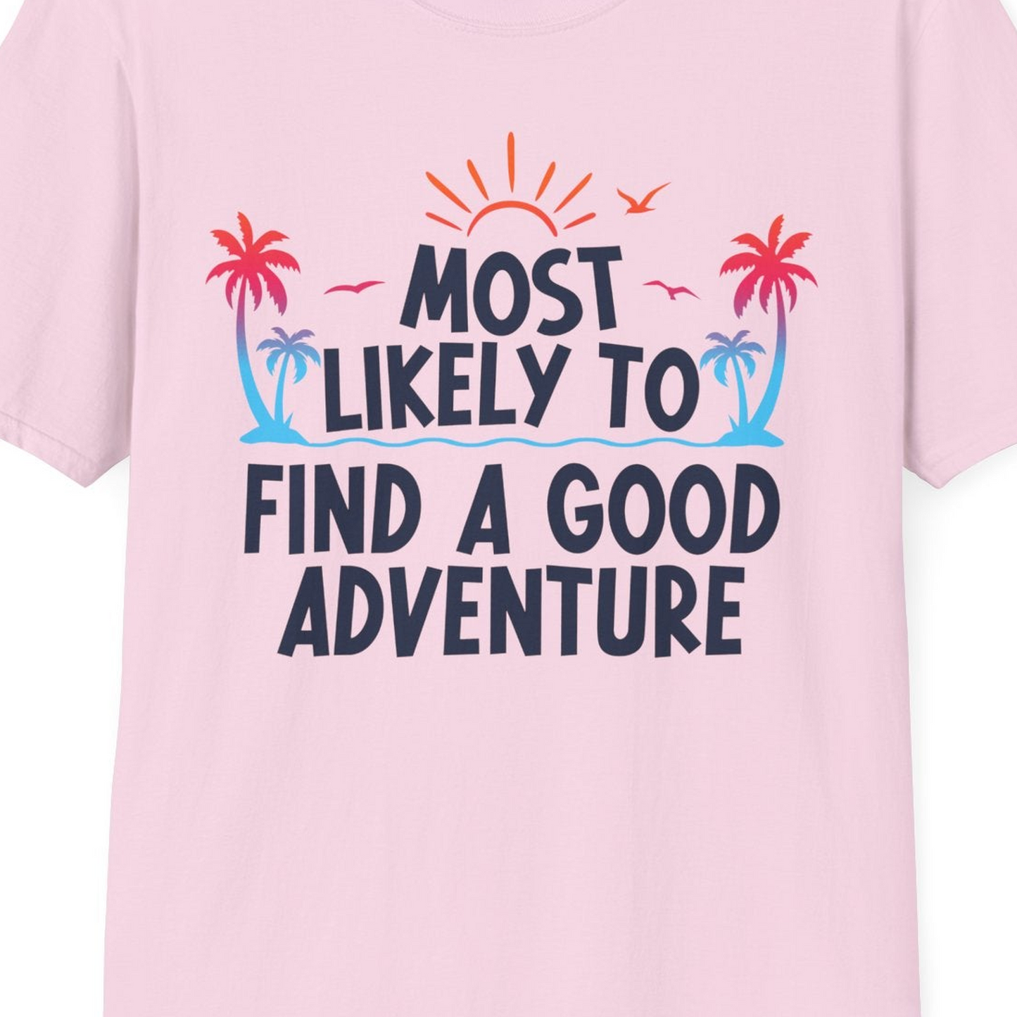 Tropical Adventure Shirt T-Shirt – Light Pink – Best Cruise Shirts Close Up