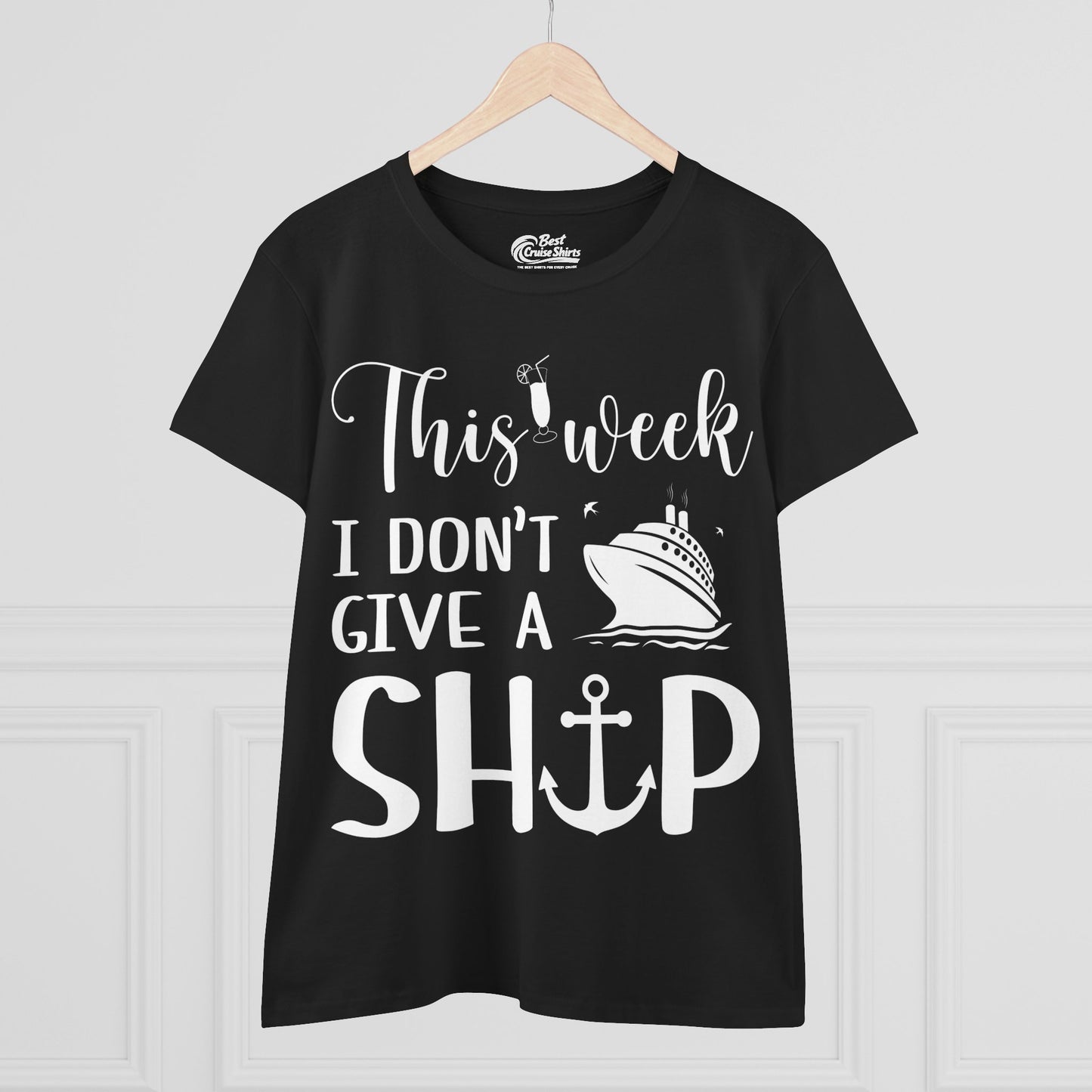 This Week I Don’t Give a Ship Funny Cruise Shirt With Nautical Icons Ladies Tee - View 3 - Best Cruise Shirts