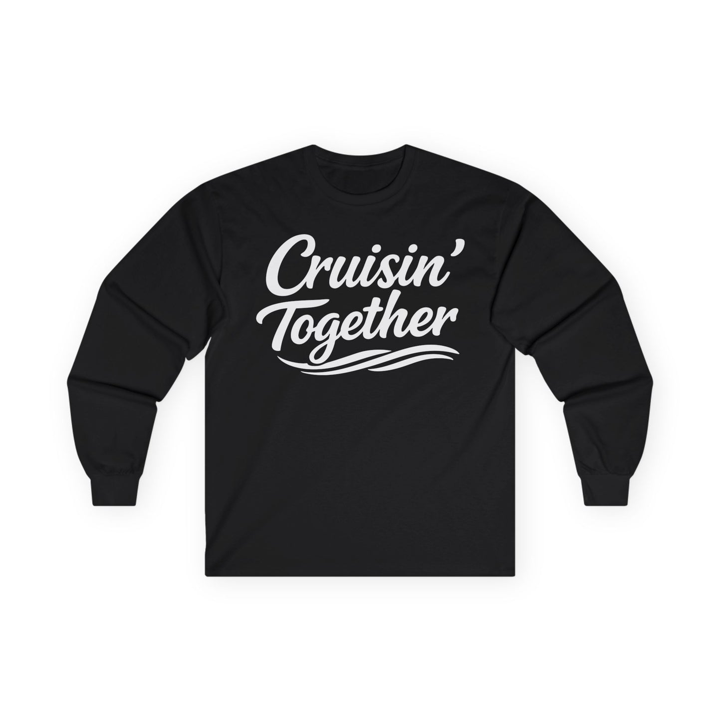 Cruisin Together Group Unity Shirt with Bold Script and Wave Design Long Sleeve - View 3 - Best Cruise Shirts