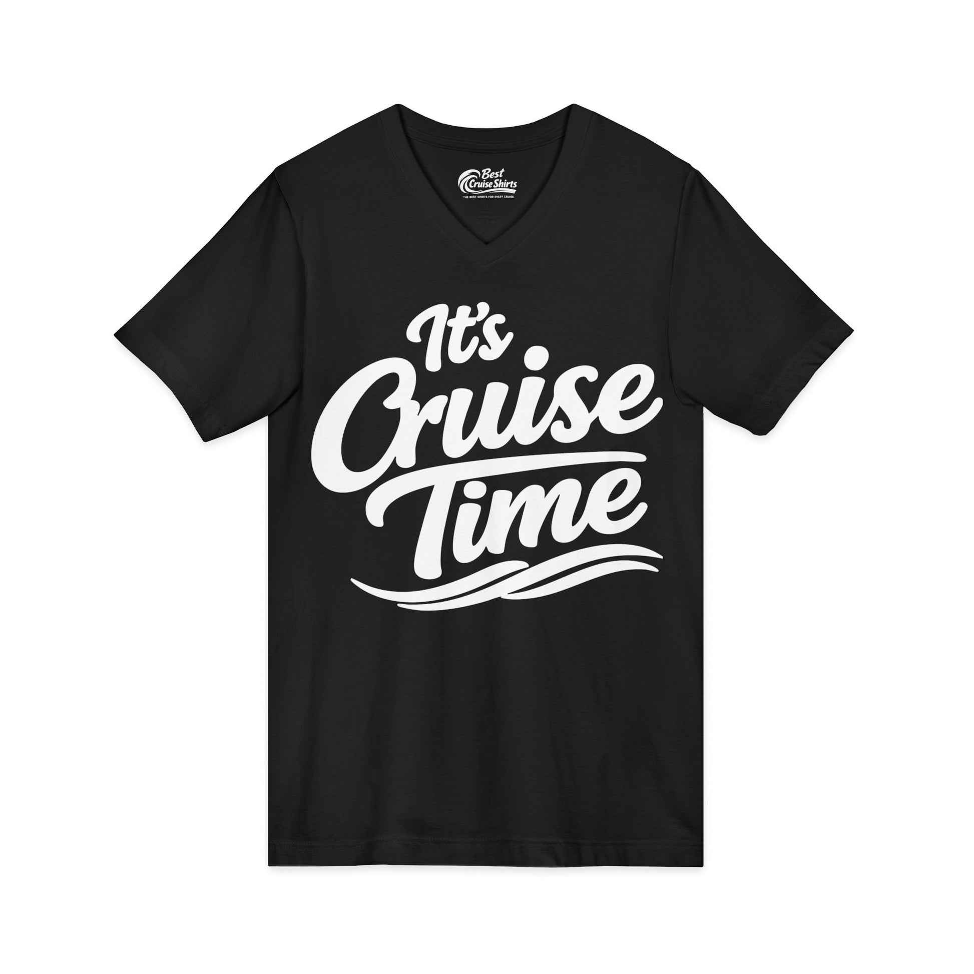 It’s Cruise Time Bold Nautical Wave Typography Cruise Shirt V-Neck - View 3 - Best Cruise Shirts