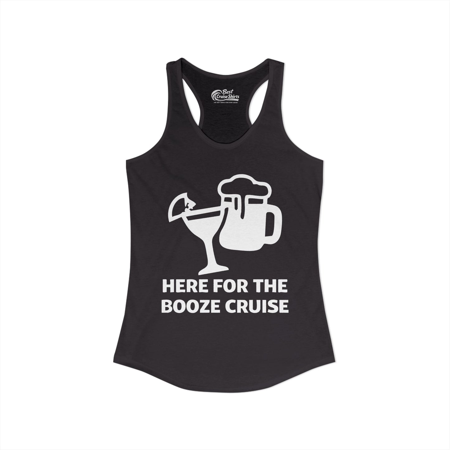 Here For The Booze Cruise Funny Drinking Team Party Shirt Ladies Tank - View 2 - Best Cruise Shirts