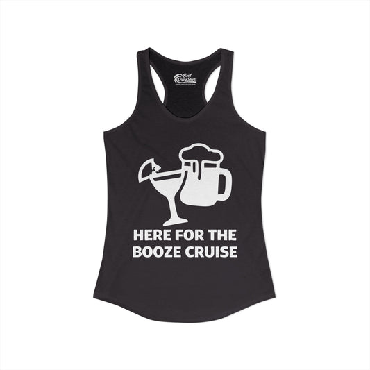 Here For The Booze Cruise Funny Drinking Team Party Shirt Ladies Tank - View 2 - Best Cruise Shirts