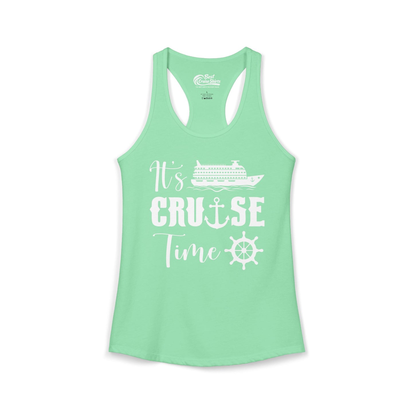 It’s Cruise Time Shirt - Nautical Ship Anchor Wheel Bold Graphic Ladies Tank - View 4 - Best Cruise Shirts