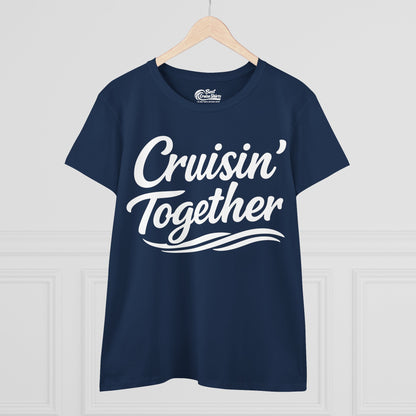 Cruisin Together Group Unity Shirt with Bold Script and Wave Design Ladies Tee - View 14 - Best Cruise Shirts