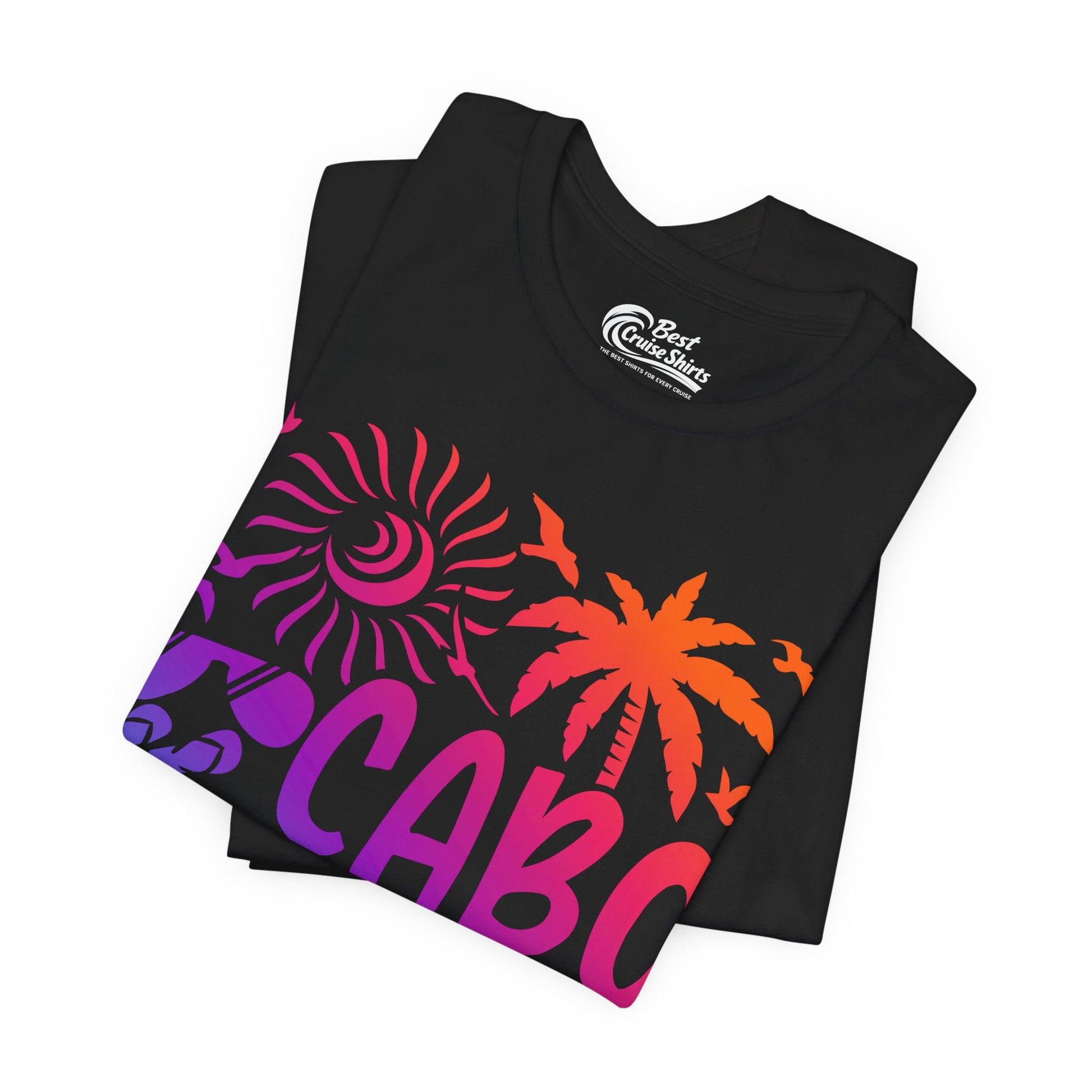 Cabo San Lucas Shirt - Tropical Sunset Palm Beach Vacation Graphic Tee Premium Tee - View 3 - Best Cruise Shirts