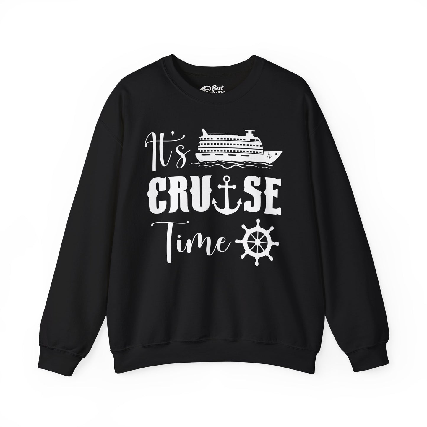 It’s Cruise Time Shirt - Nautical Ship Anchor Wheel Bold Graphic Sweatshirt - View 2 - Best Cruise Shirts