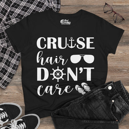 Cruise Hair Don't Care Shirt - Nautical Icons Summer Vacation Tee Ladies Tee - View 4 - Best Cruise Shirts