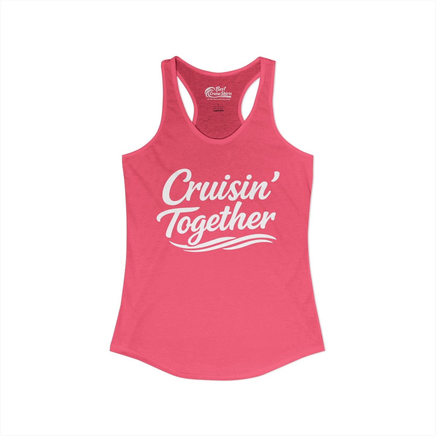 Cruisin Together Group Unity Shirt with Bold Script and Wave Design Ladies Tank - View 10 - Best Cruise Shirts