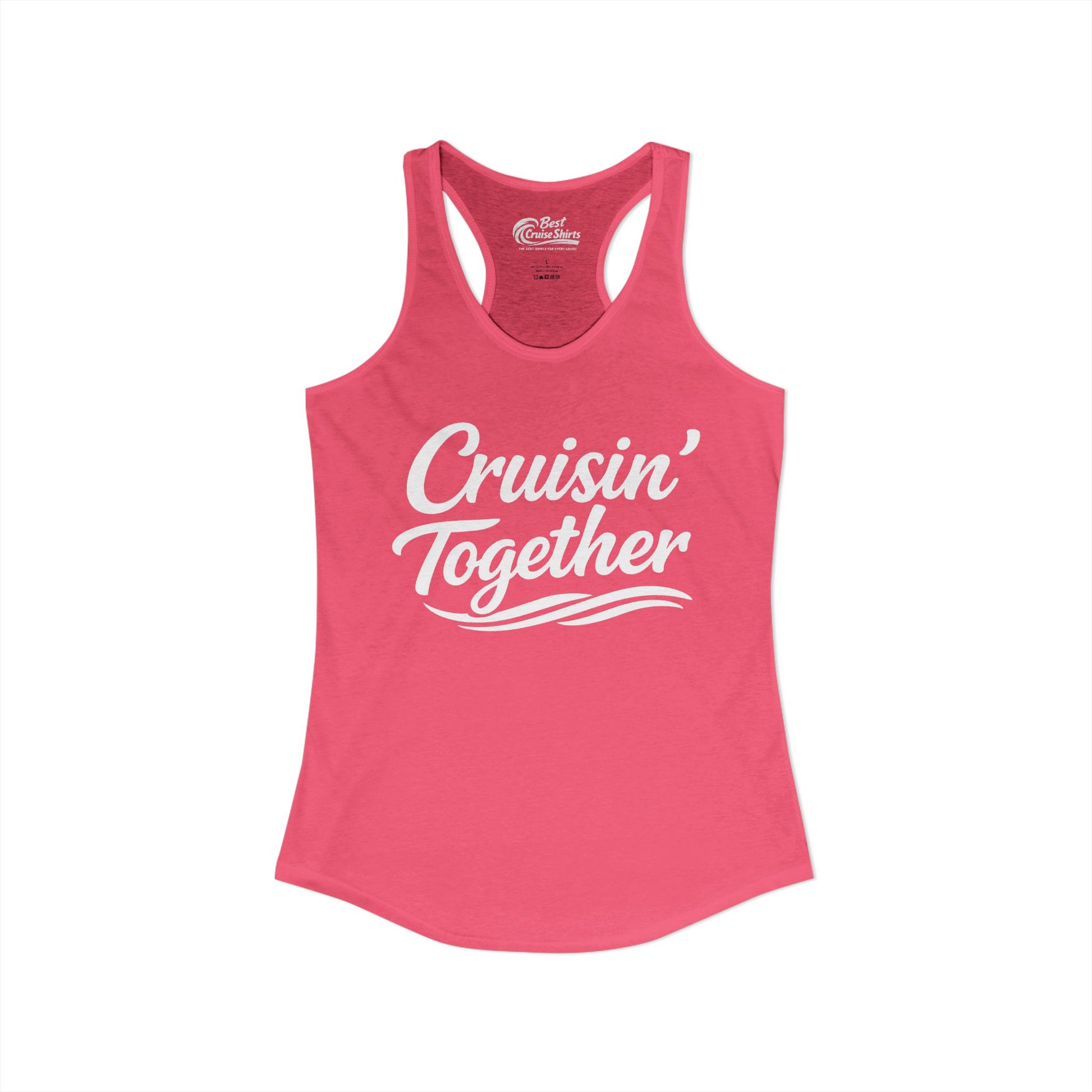 Cruisin Together Group Unity Shirt with Bold Script and Wave Design Ladies Tank - View 10 - Best Cruise Shirts