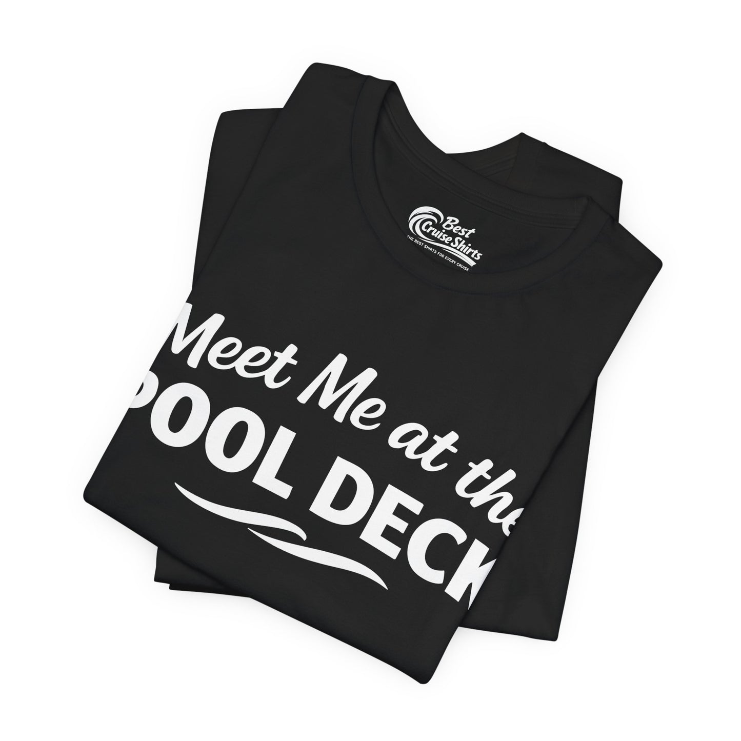 Meet Me At The Pool Deck Bold Fun Poolside Water Wave Shirt Premium Tee - View 3 - Best Cruise Shirts