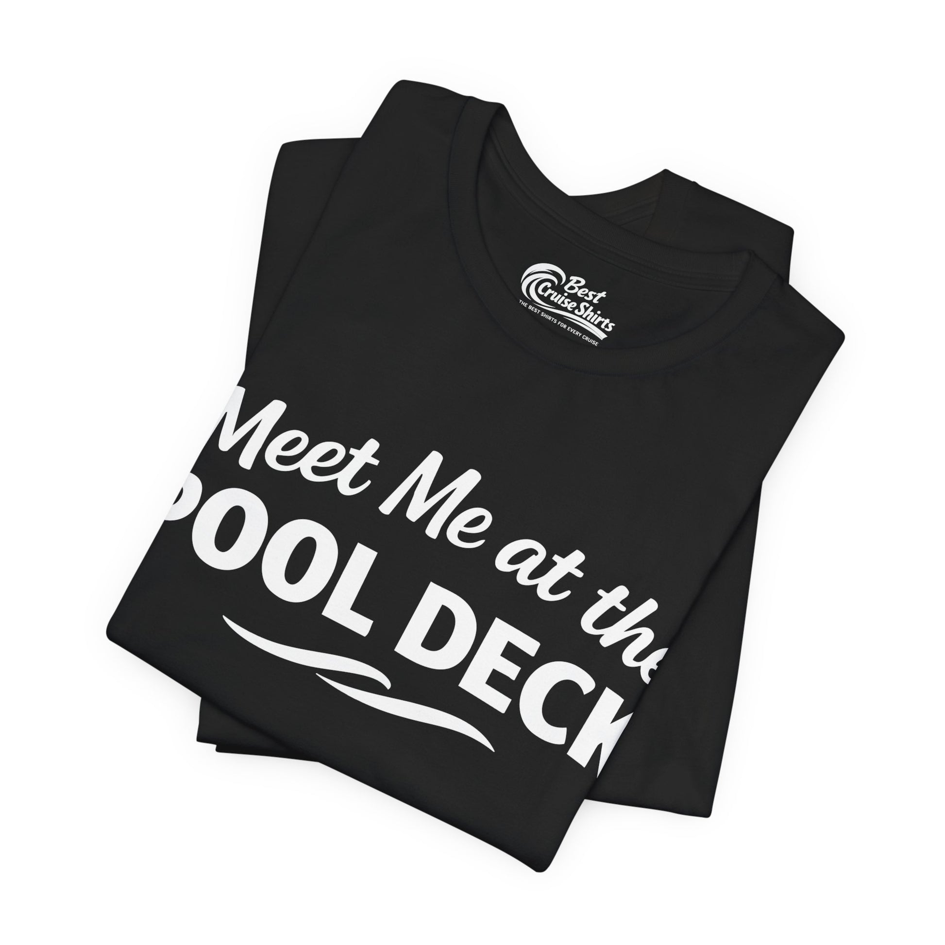 Meet Me At The Pool Deck Bold Fun Poolside Water Wave Shirt Premium Tee - View 3 - Best Cruise Shirts