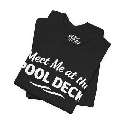 Meet Me At The Pool Deck Bold Fun Poolside Water Wave Shirt Premium Tee - View 3 - Best Cruise Shirts