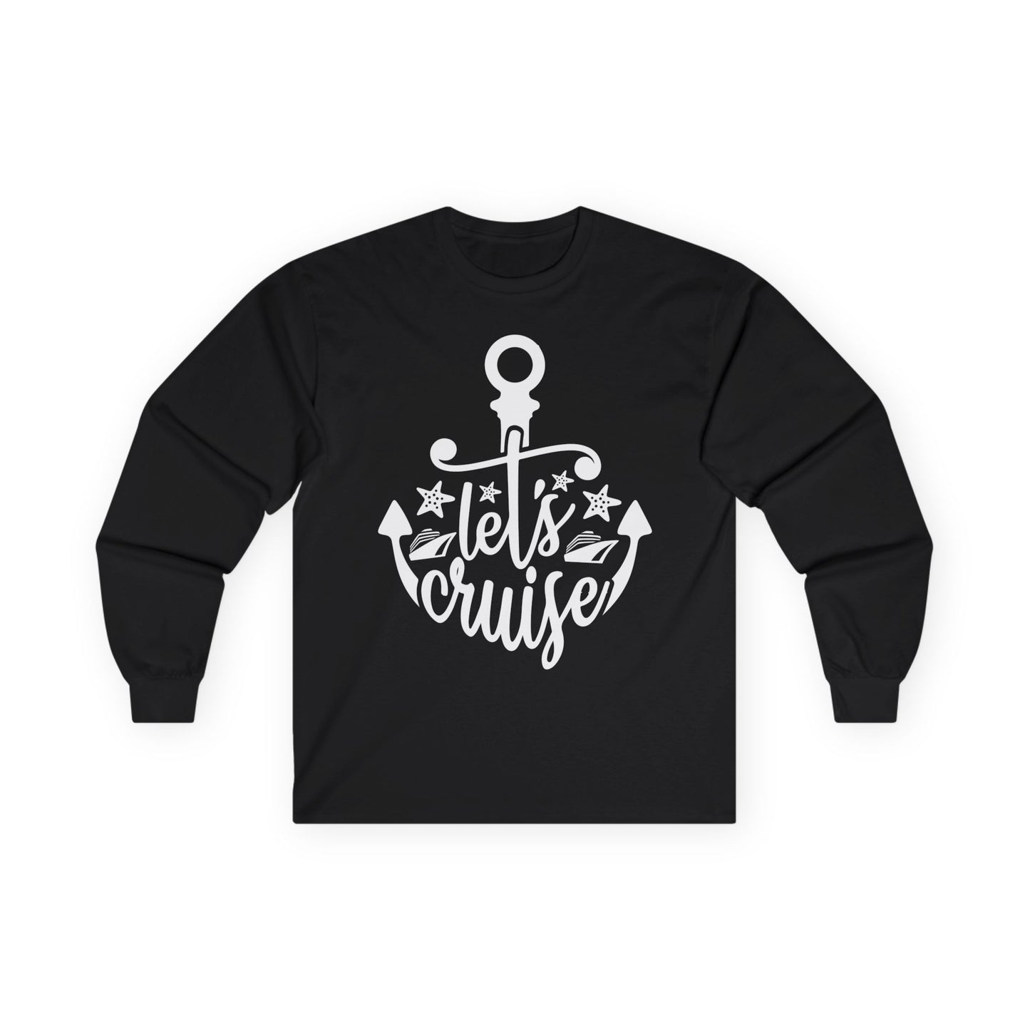 Let's Cruise Shirt - Nautical Anchor and Cruise Ship Stars Design Tee Long Sleeve - Best Cruise Shirts