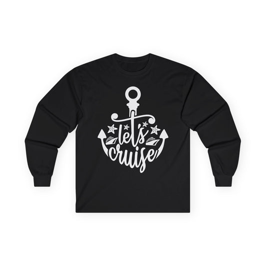 Let's Cruise Shirt - Nautical Anchor and Cruise Ship Stars Design Tee Long Sleeve - Best Cruise Shirts