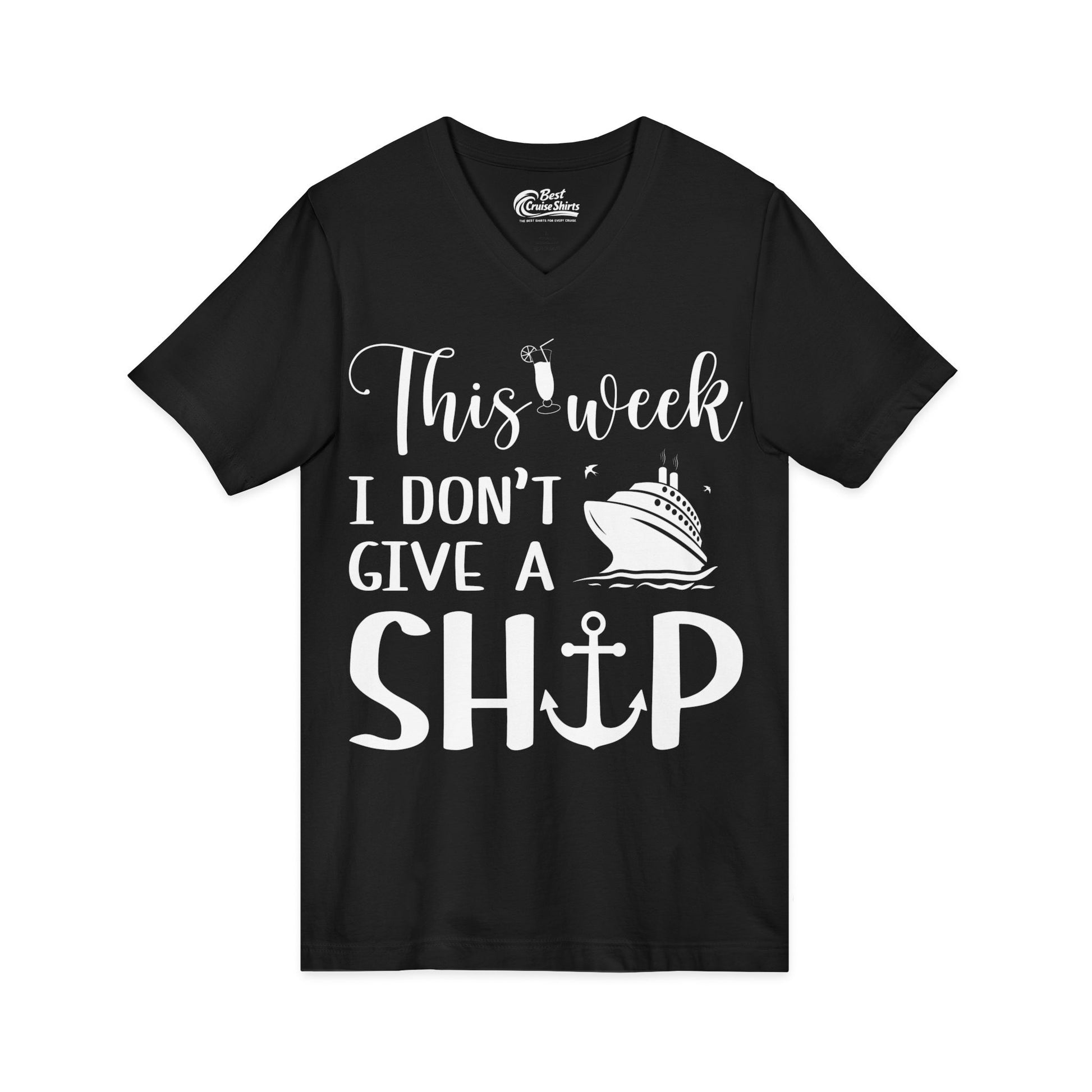 This Week I Don’t Give a Ship Funny Cruise Shirt With Nautical Icons V-Neck - View 3 - Best Cruise Shirts