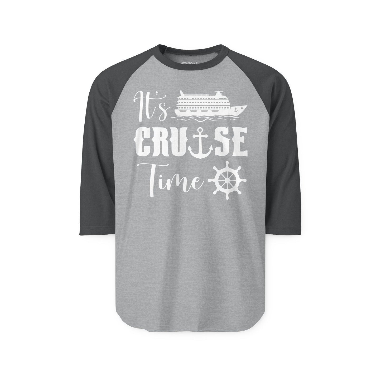 It’s Cruise Time Shirt - Nautical Ship Anchor Wheel Bold Graphic 3/4 Sleeve - View 3 - Best Cruise Shirts