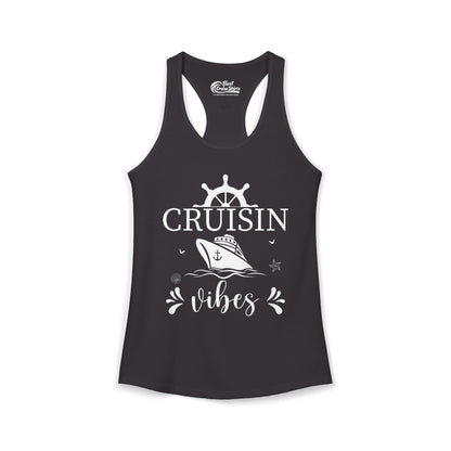 Cruisin Vibes Nautical Ocean Adventure Shirt - Bold Line Art Design Ladies Tank - Best Cruise Shirts