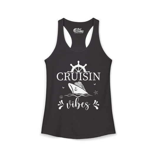 Cruisin Vibes Nautical Ocean Adventure Shirt - Bold Line Art Design Ladies Tank - Best Cruise Shirts