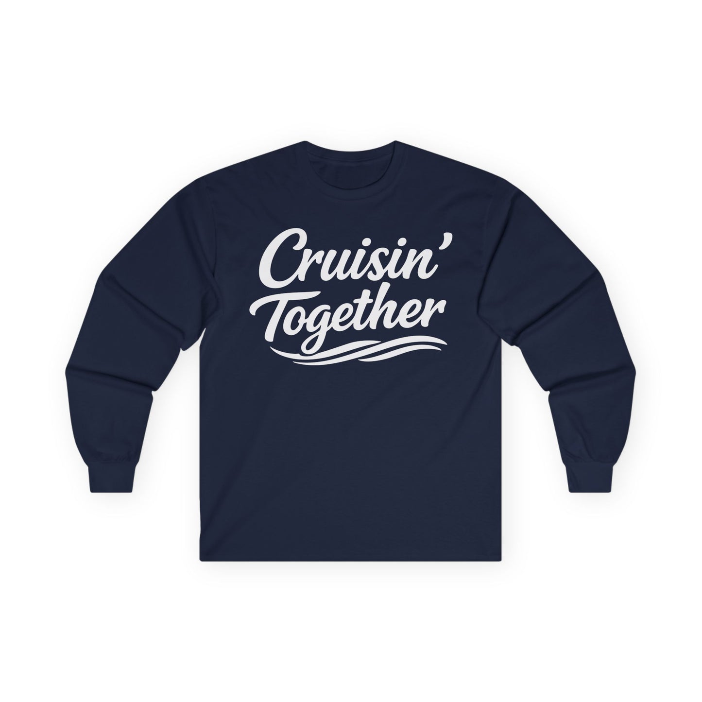 Cruisin Together Group Unity Shirt with Bold Script and Wave Design Long Sleeve - Best Cruise Shirts