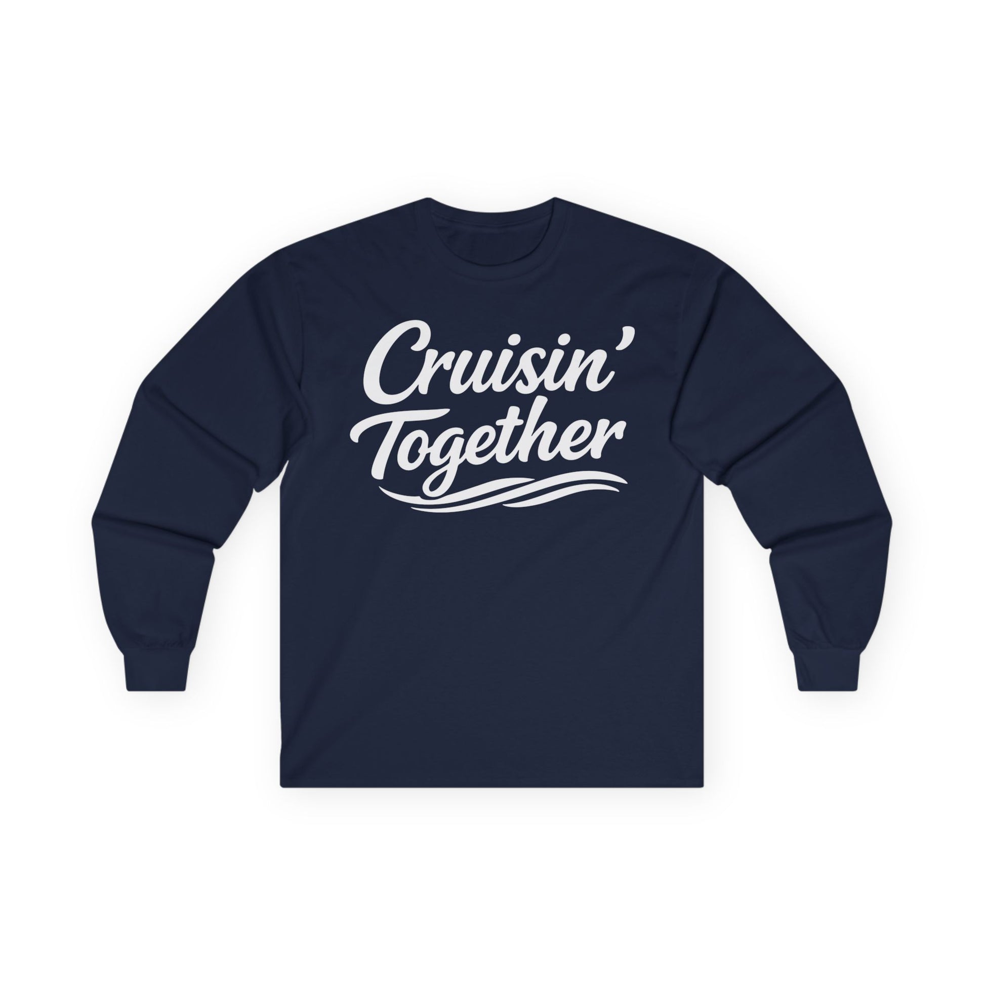 Cruisin Together Group Unity Shirt with Bold Script and Wave Design Long Sleeve - Best Cruise Shirts