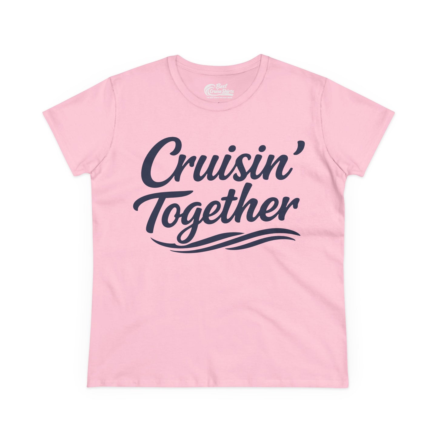 Cruisin Together Group Unity Shirt with Bold Script and Wave Design Ladies Tee - View 5 - Best Cruise Shirts