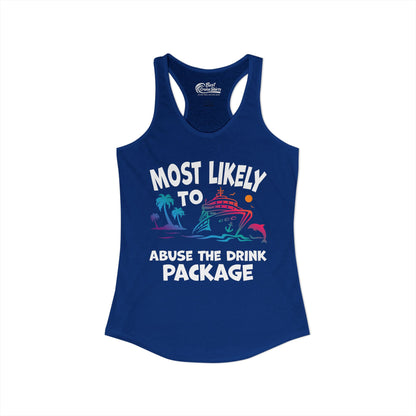 Most Likely To Abuse The Drink Package Funny Tropical Cruise Shirt Ladies Tank - View 25 - Best Cruise Shirts