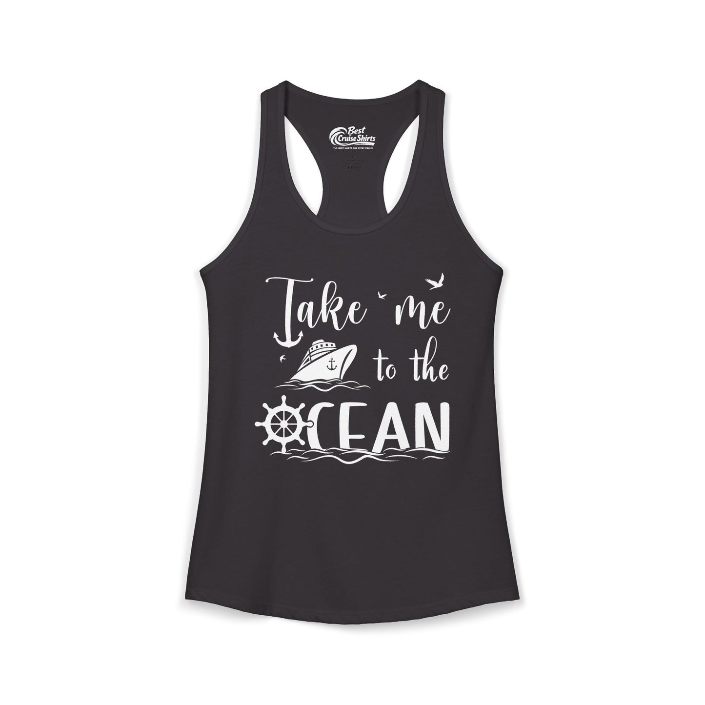 Take Me to the Ocean Nautical Cruise Ship Anchor Wheel Shirt Ladies Tank - Best Cruise Shirts