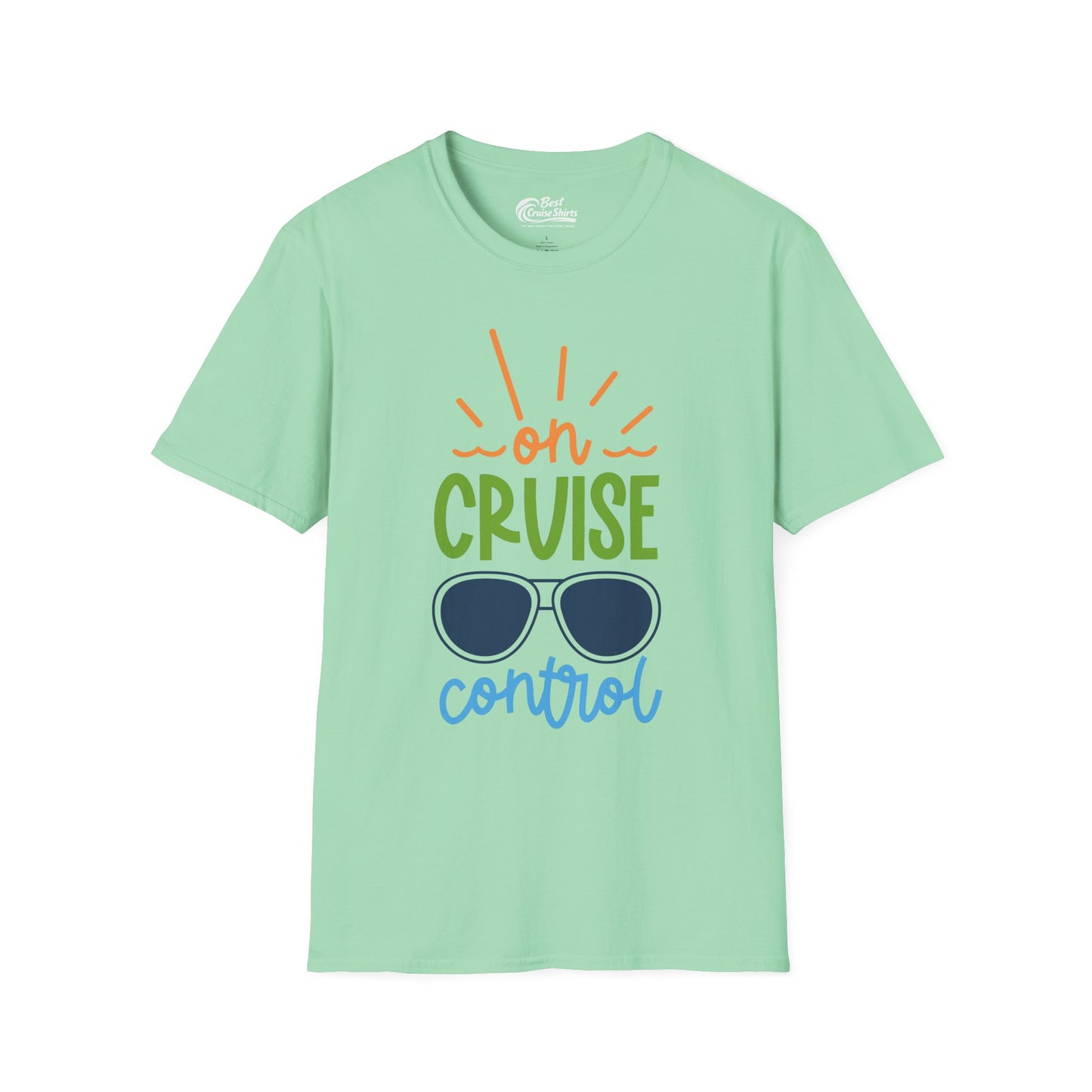 On Cruise Control Shirt - Bold Sunglasses Vacation Relaxation Design — T-Shirt