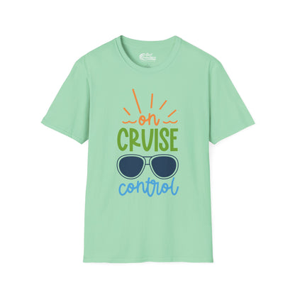 On Cruise Control Shirt - Bold Sunglasses Vacation Relaxation Design — T-Shirt