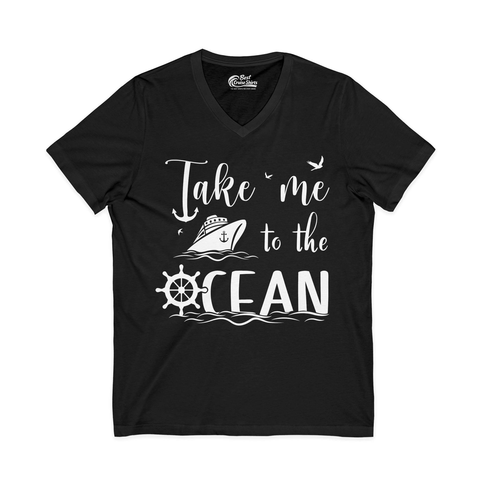 Take Me to the Ocean Nautical Cruise Ship Anchor Wheel Shirt V-Neck - Best Cruise Shirts