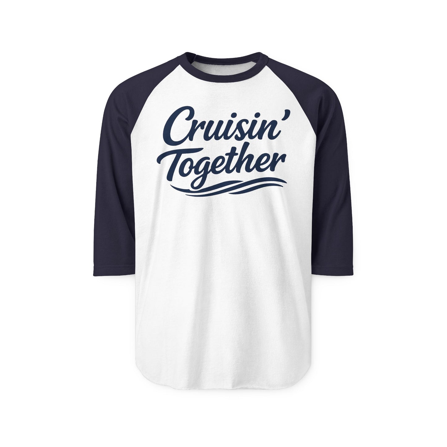 Cruisin Together Group Unity Shirt with Bold Script and Wave Design 3/4 Sleeve - View 3 - Best Cruise Shirts