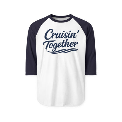 Cruisin Together Group Unity Shirt with Bold Script and Wave Design 3/4 Sleeve - View 3 - Best Cruise Shirts