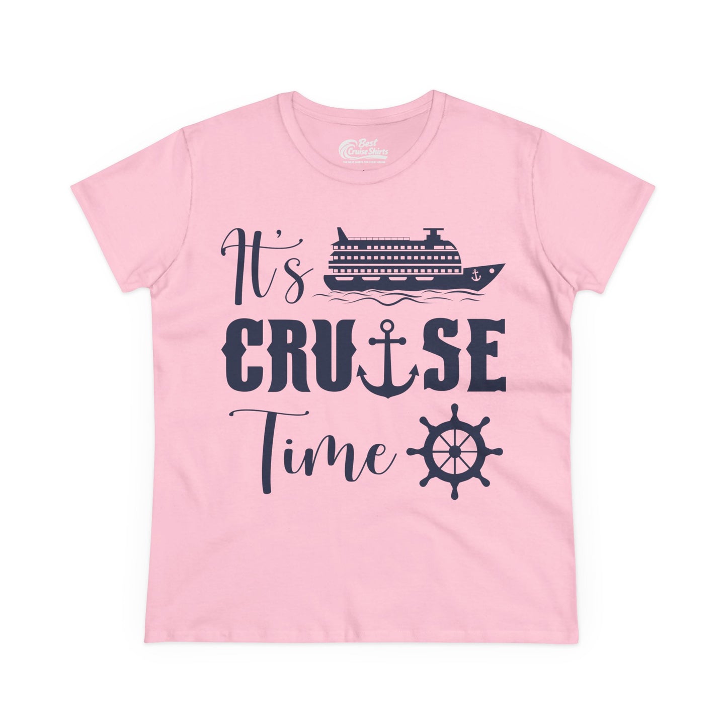 It’s Cruise Time Shirt - Nautical Ship Anchor Wheel Bold Graphic Ladies Tee - View 5 - Best Cruise Shirts