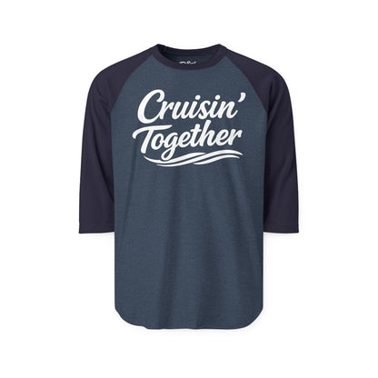 Cruisin Together Group Unity Shirt with Bold Script and Wave Design 3/4 Sleeve - View 2 - Best Cruise Shirts